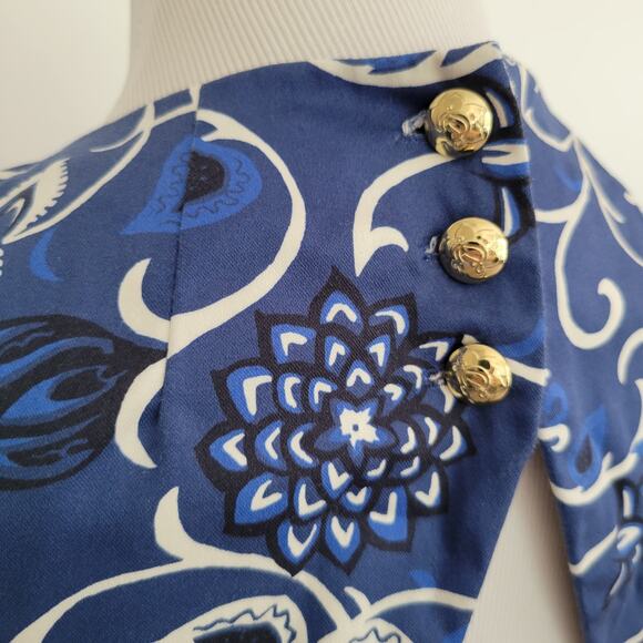 Draper James Oak Hill Vine Dress Cut Out Back Blue Floral Fit Flare Women 6 - Picture 7 of 13